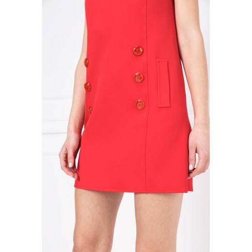 Sukienka czerwona Elisabetta Franchi mini z aplikacjami  prosta z okrągłym dekoltem 