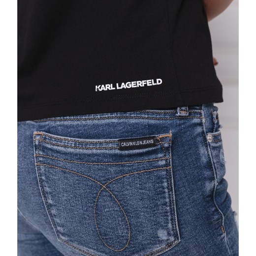 Czarna bluzka damska Karl Lagerfeld z krótkim rękawem 