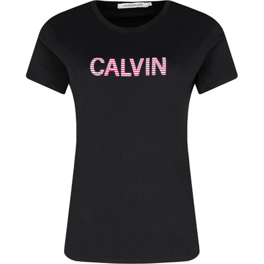 Bluzka damska Calvin Klein czarna z okrągłym dekoltem 