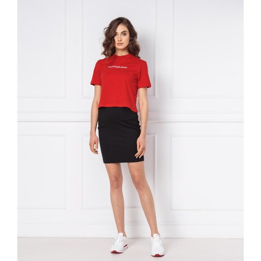Bluzka damska czerwona Calvin Klein z krótkimi rękawami 