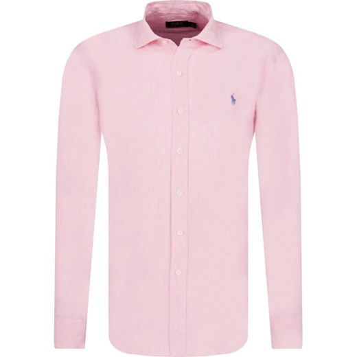 Koszula męska Polo Ralph Lauren różowa lniana z długim rękawem 