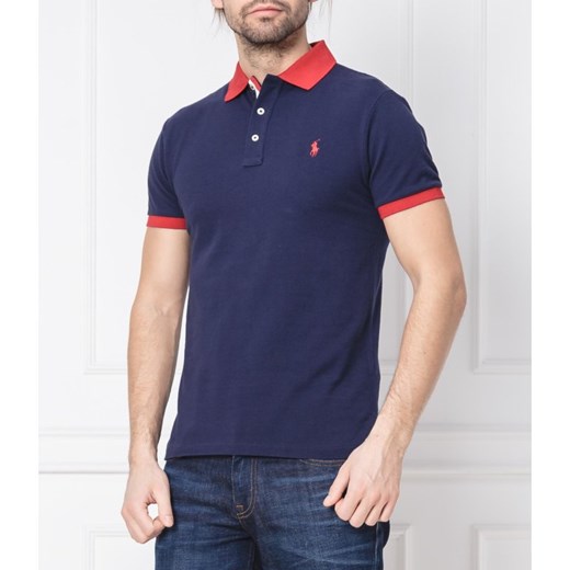 Niebieski t-shirt męski Polo Ralph Lauren bez wzorów z krótkim rękawem 