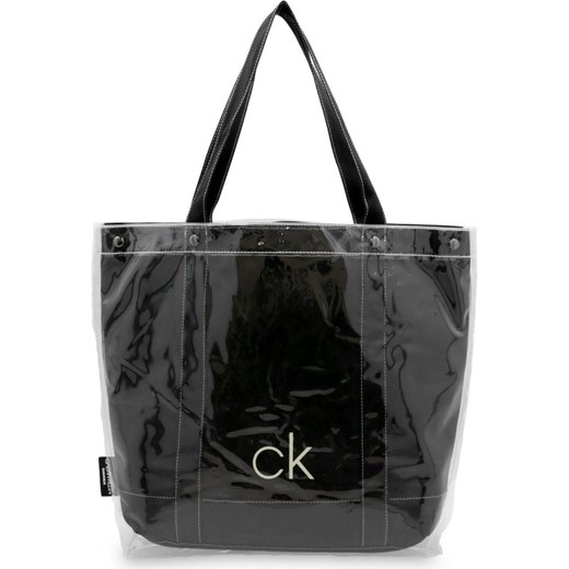 Shopper bag Calvin Klein lakierowana na ramię 