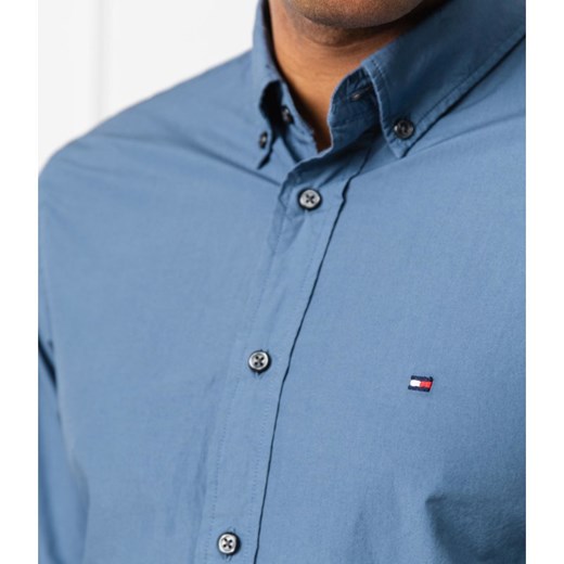 Koszula męska Tommy Hilfiger z długim rękawem niebieska z kołnierzykiem button down casual bez wzorów 