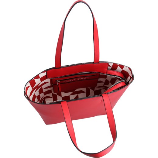 Shopper bag Calvin Klein czerwona matowa duża 