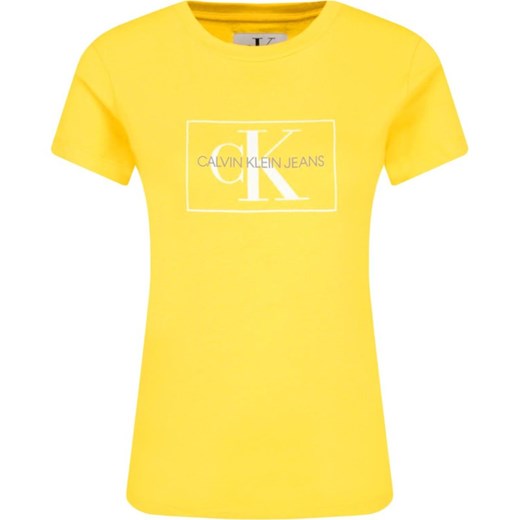 Bluzka damska Calvin Klein z napisem żółta z krótkim rękawem 