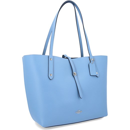 Shopper bag Coach niebieska na ramię duża 