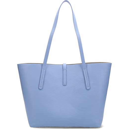 Shopper bag niebieska Coccinelle matowa na ramię ze skóry bez dodatków 