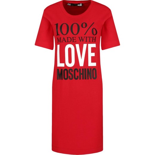 Sukienka Love Moschino na co dzień z napisami z okrągłym dekoltem 