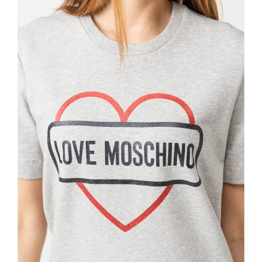 Sukienka Love Moschino midi z krótkim rękawem z okrągłym dekoltem 