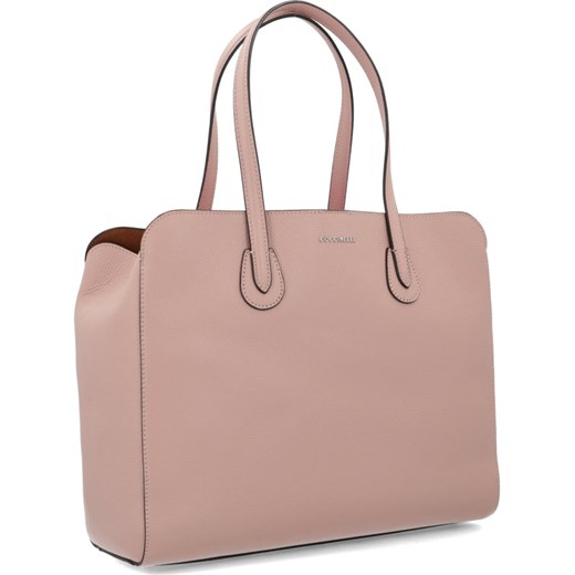 Shopper bag różowa Coccinelle mieszcząca a8 elegancka do ręki matowa bez dodatków 