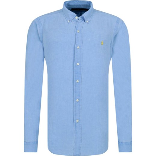 Koszula męska Polo Ralph Lauren bez zapięcia z długim rękawem niebieska z kołnierzykiem button down 