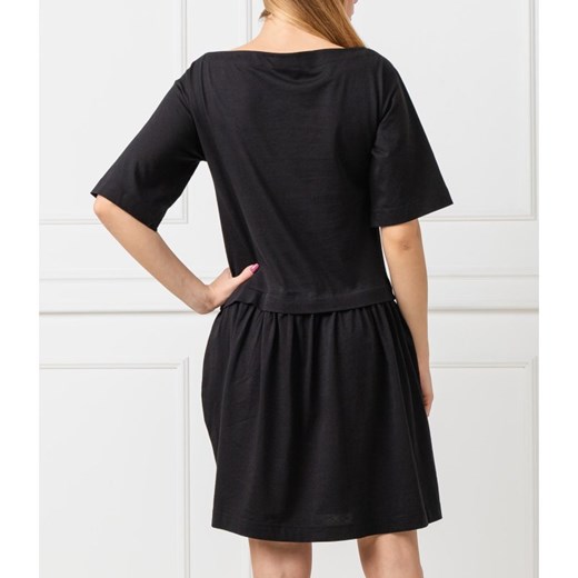 Sukienka Love Moschino czarna z krótkim rękawem w cekiny w nadruki 