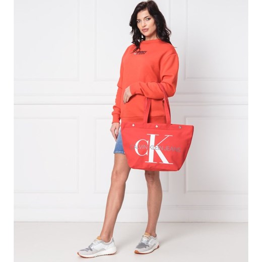 Shopper bag Calvin Klein na ramię z nadrukiem 