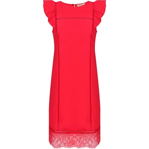 Sukienka Twinset z okrągłym dekoltem czerwona bez rękawów koronkowa 
