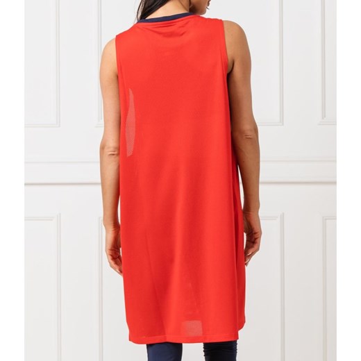 Tommy Sport sukienka z napisem czerwona bez rękawów midi 