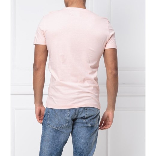 T-shirt męski różowy Calvin Klein bez wzorów 