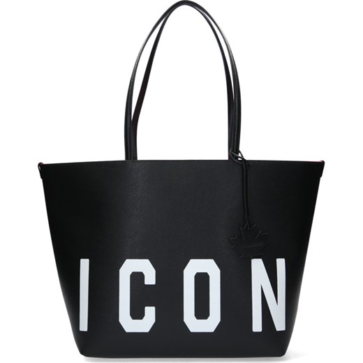 Shopper bag Dsquared2 czarna bez dodatków na ramię duża 