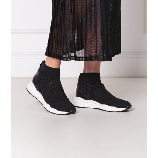 Sneakersy damskie Ash na platformie młodzieżowe czarne bez zapięcia bez wzorów 