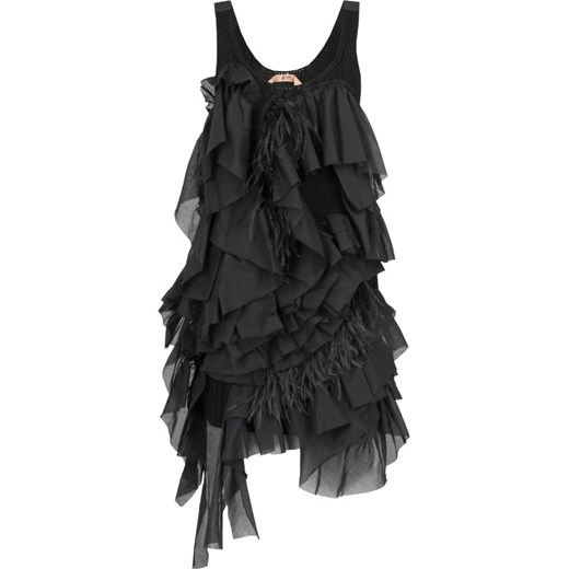 Sukienka N21 z aplikacjami  czarna jedwabna 