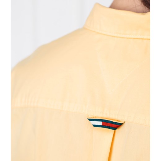 Koszula męska Tommy Jeans z włoskim kołnierzykiem żółta z długim rękawem 