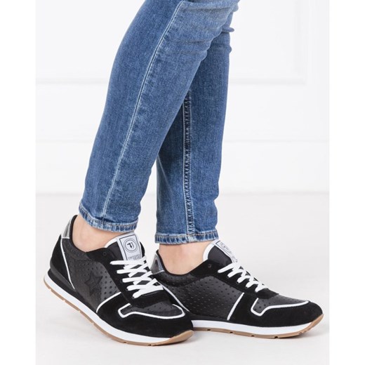 Buty sportowe damskie Trussardi Jeans do fitnessu sznurowane na płaskiej podeszwie 