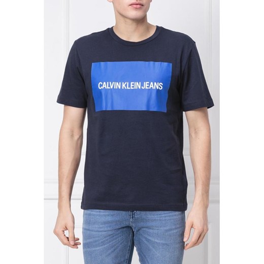 T-shirt męski granatowy Calvin Klein z krótkim rękawem w nadruki 