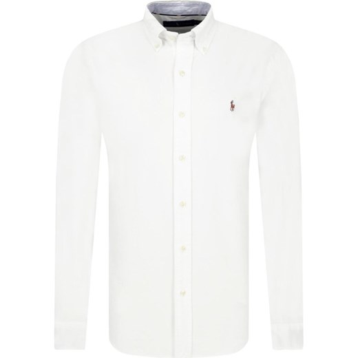 Biała koszula męska Polo Ralph Lauren z długim rękawem z kołnierzykiem button down letnia 