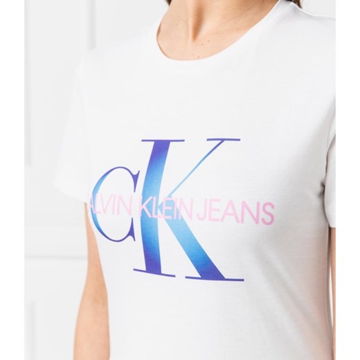 Bluzka damska biała Calvin Klein casual z krótkim rękawem 