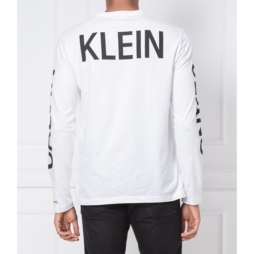 Biały t-shirt męski Calvin Klein z długim rękawem 