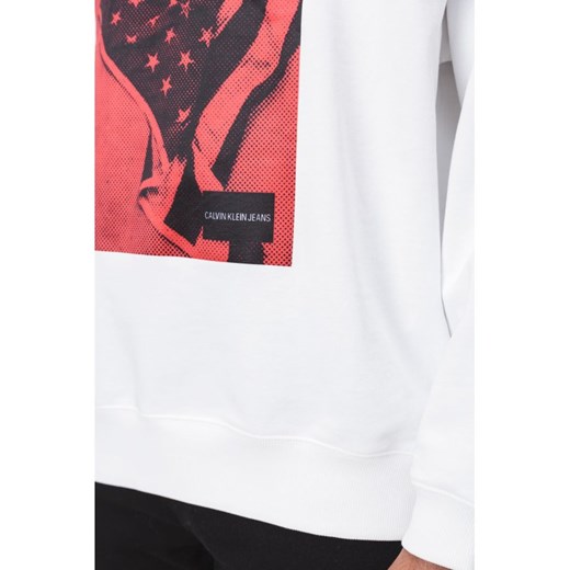 Bluza męska Calvin Klein biała w nadruki młodzieżowa 