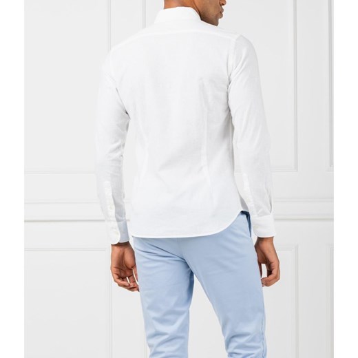 Koszula męska biała La Martina bez wzorów z lnu z kołnierzykiem button down z długimi rękawami 