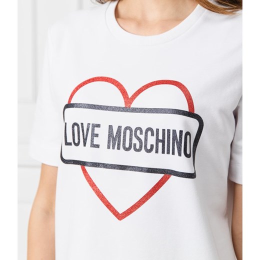 Sukienka biała Love Moschino prosta z nadrukami midi 