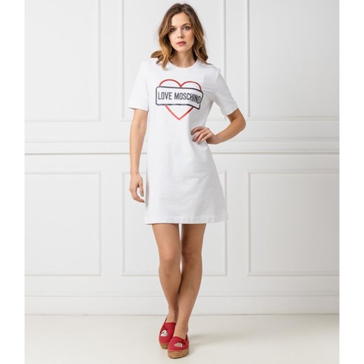 Sukienka Love Moschino z nadrukami z krótkim rękawem midi 