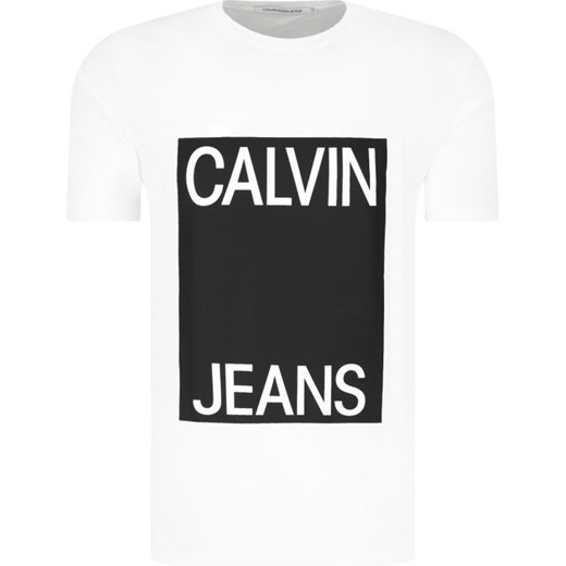 T-shirt męski Calvin Klein biały z napisem młodzieżowy 