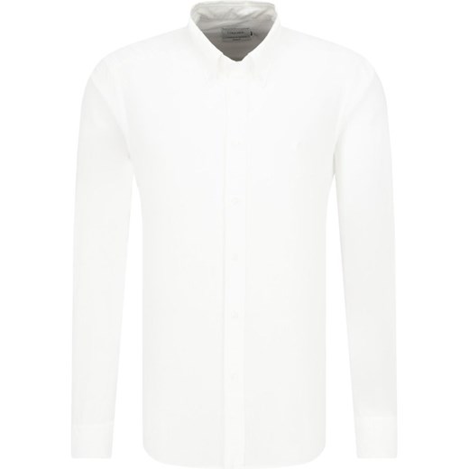 Biała koszula męska Calvin Klein z długim rękawem bez wzorów 