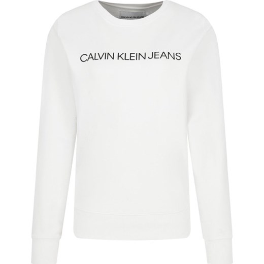 Biała bluza damska Calvin Klein z napisem jesienna krótka 