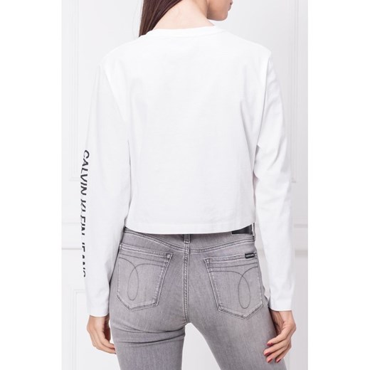 Bluzka damska biała Calvin Klein z okrągłym dekoltem 