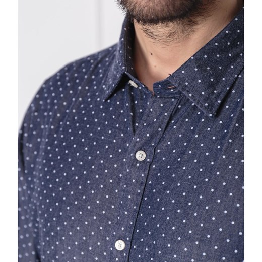 Koszula męska Michael Kors casualowa niebieska w abstrakcyjne wzory z długim rękawem 