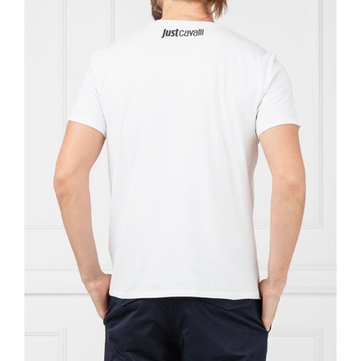 T-shirt męski biały Just Cavalli z nadrukami młodzieżowy 