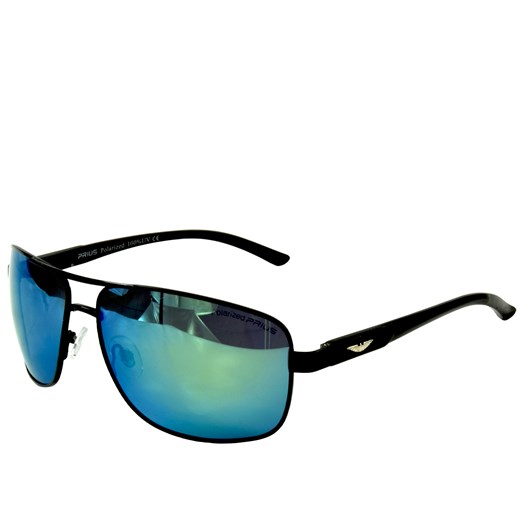 Okulary przeciwsłoneczne polaryzacyjne PILOTKI AVIATOR - Czarny połysk \ niebieski || zielony  Jk Collection  JK-Collection