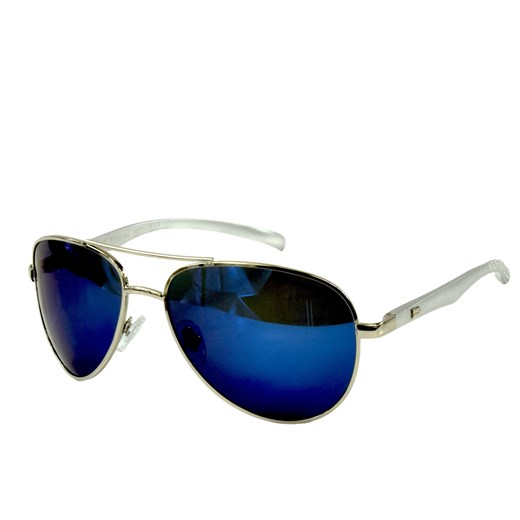 Okulary przeciwsłoneczne polaryzacyjne PILOTKI AVIATOR - srebrny \ niebieski Jk Collection   JK-Collection