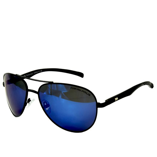 Okulary przeciwsłoneczne polaryzacyjne PILOTKI AVIATOR - Czarny połysk \ niebieski  Jk Collection  JK-Collection