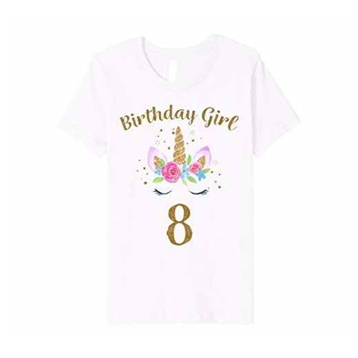 Dziecięca koszulka urodzinowa 8 lat dziewczynka jednorożec
