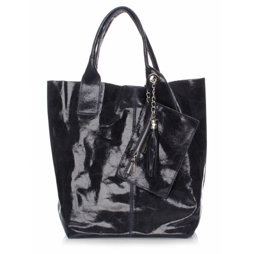 Elegancki Shopperbag Genuine Leather Lakierowana Skóra Granatowa (kolory)