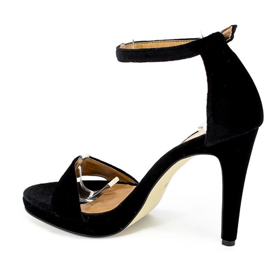 Sandały damskie Ulmani czarne skórzane na szpilce eleganckie 