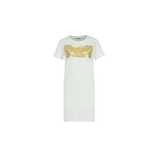 Sukienka Versace Jeans z okrągłym dekoltem mini biała z krótkim rękawem 
