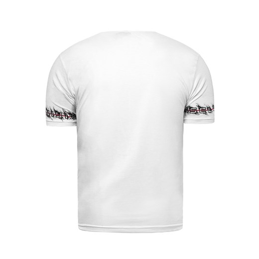 T-shirt męski Risardi biały z krótkimi rękawami 