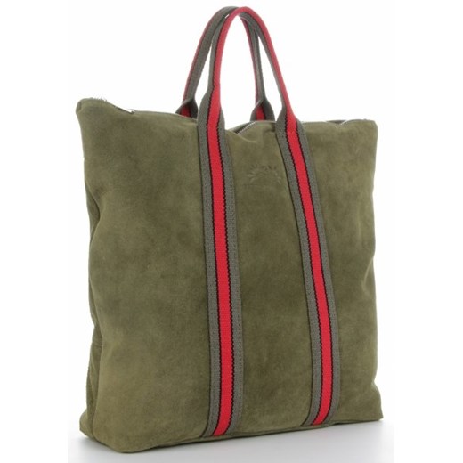 Shopper bag zielona Vittoria Gotti duża zamszowa bez dodatków 