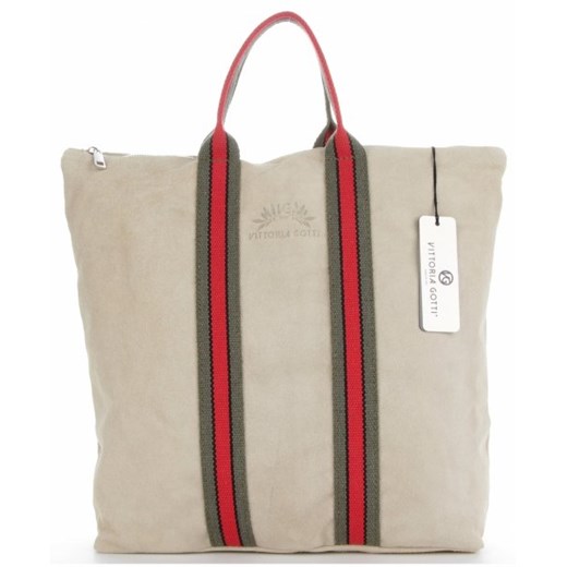 Shopper bag Vittoria Gotti bez dodatków do ręki zamszowa 